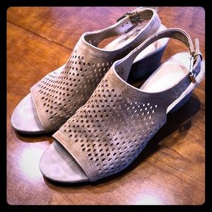 Franco Sarto Perforated Suede Heels.